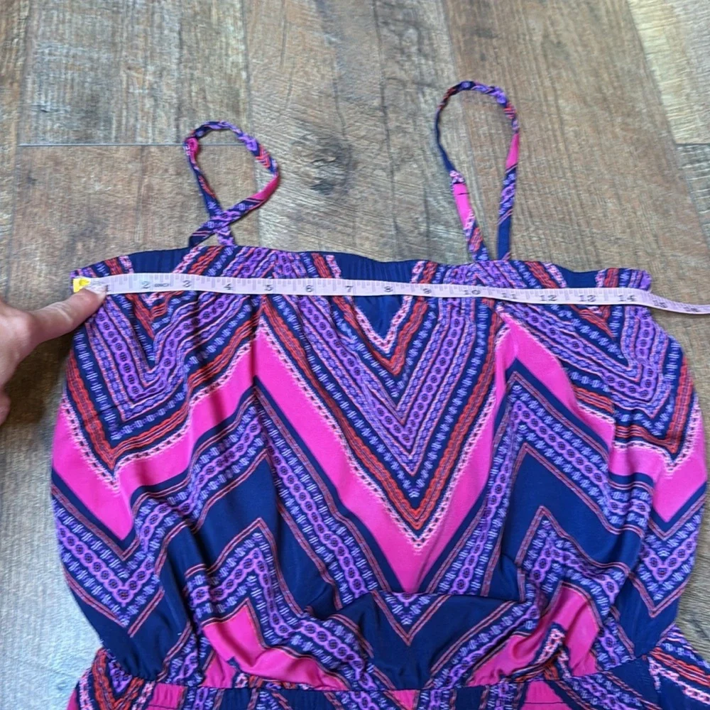 Express chevron strapless/spaghetti strap mini dress pink purple y2k - Picture 9 of 10